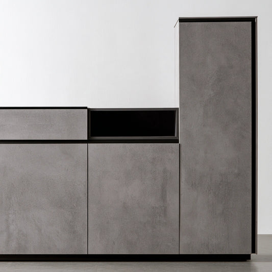 Credenza contenitore con finitura effetto cemento, colore grigio