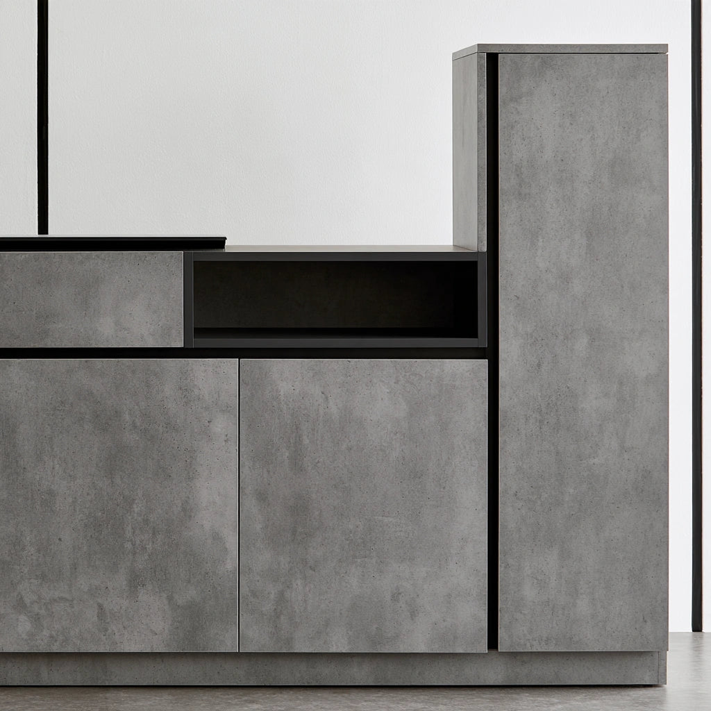 Credenza contenitore con finitura effetto cemento, colore grigio
