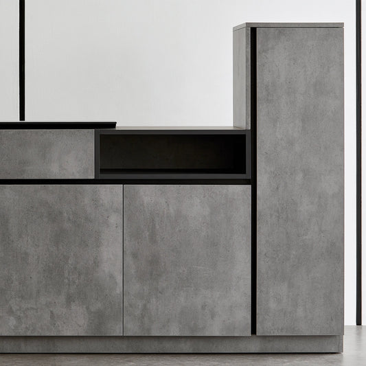 Credenza contenitore con finitura effetto cemento, colore grigio