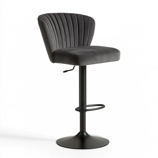 Sgabello da bar rivestito in tessuto girevole, colore grigio scuro